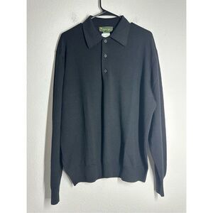 Principe Men’s Merino Wool Polo Sweater Black Size L/ 52 Made in Italy EUC